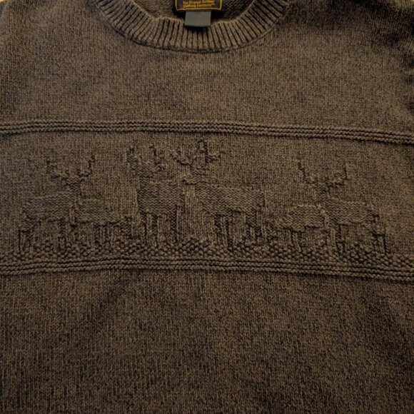 Woolrich Vintage Knit Pullover Sweater Moose Winter Christmas Ramie Cotton - Picture 3 of 5
